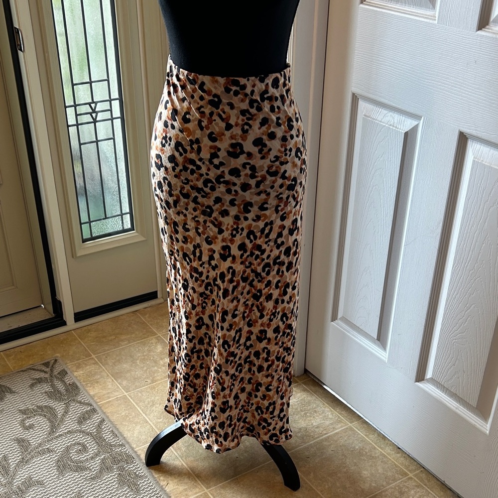 Democracy Leopard Print Maxi Skirt in Beige, Black, Brown